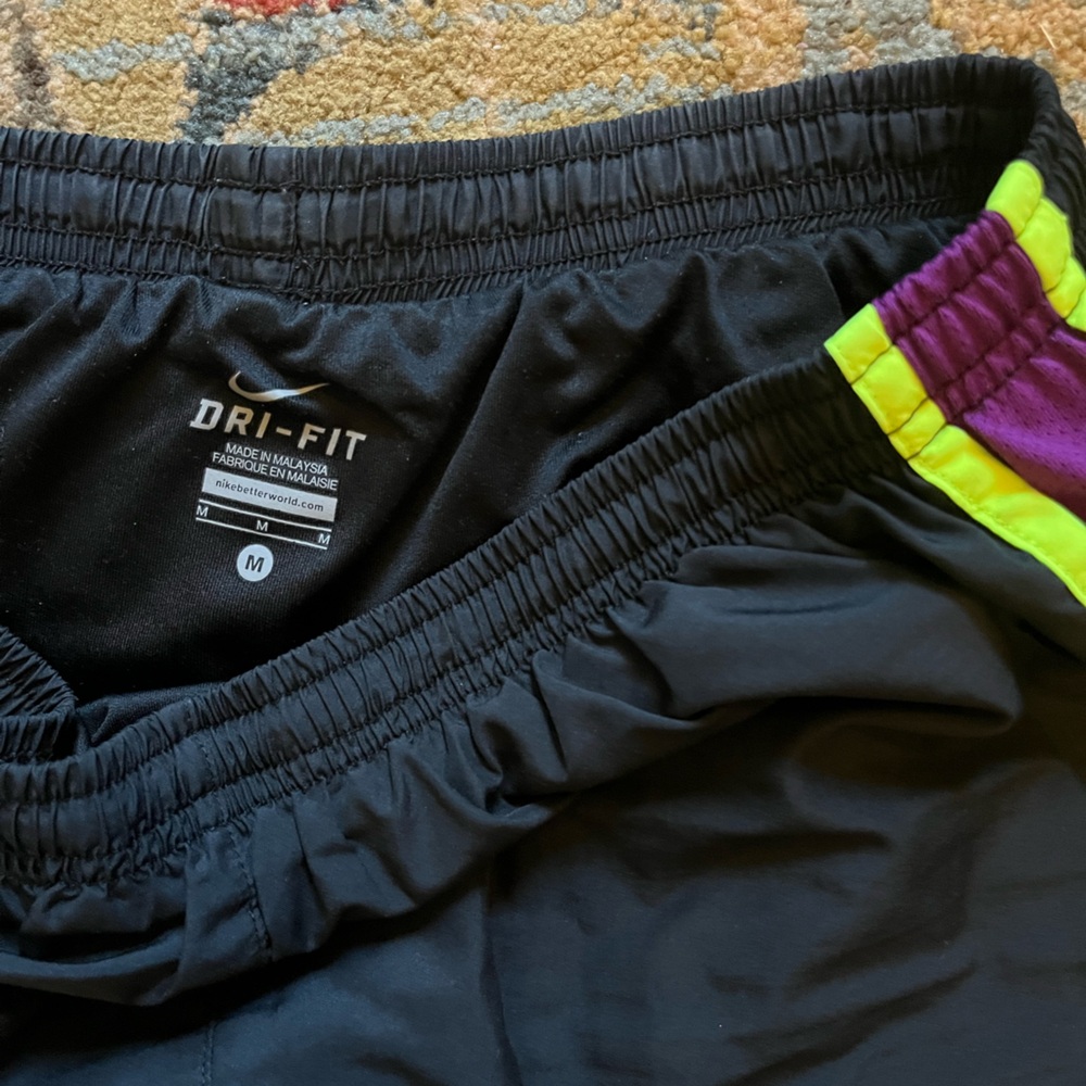 Nike Dri-Fit Black & Purple Athletic Shorts with Neon Accents - Picture 3 of 3